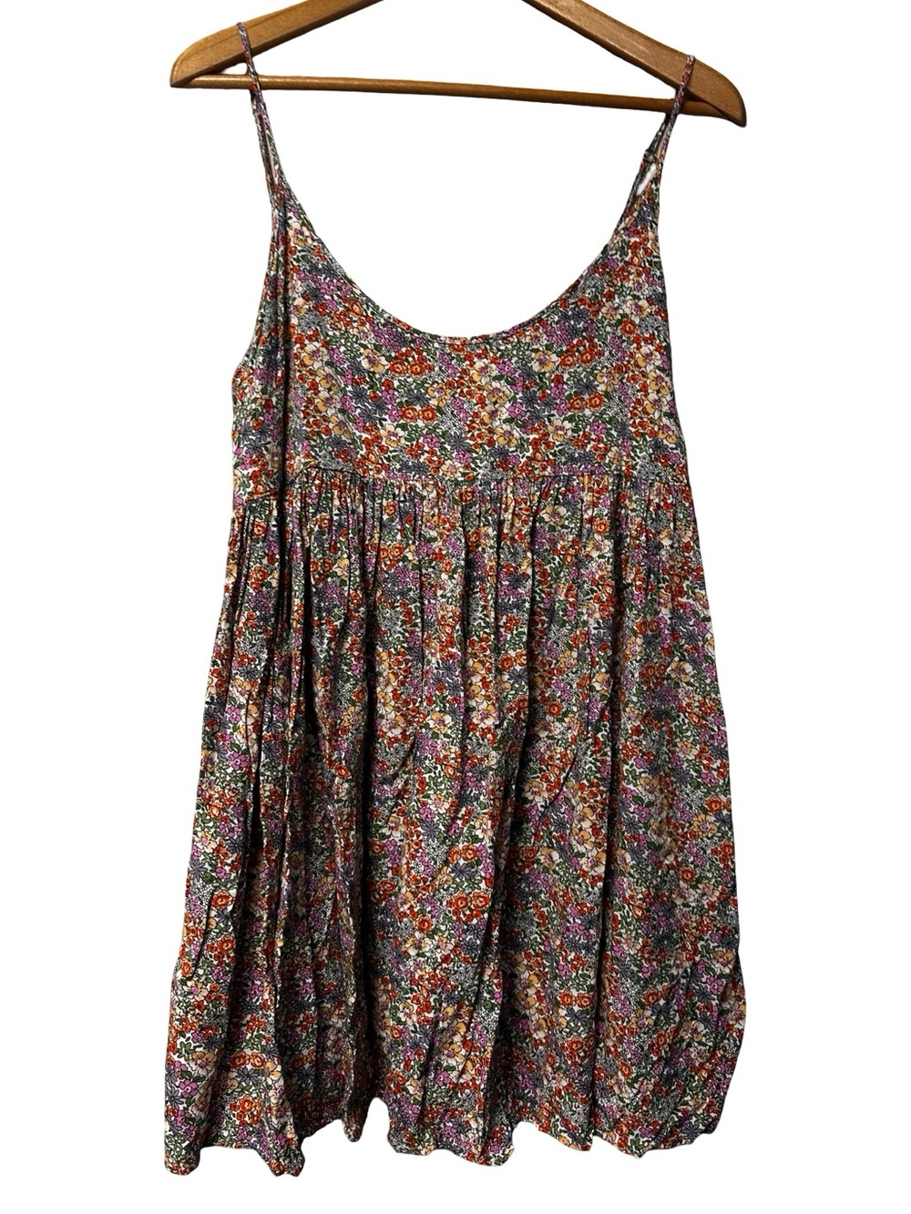 Natural Life Multicolor Floral Babydoll Mini Dress Size Large Boho Garden Travel
